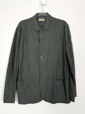 Falconeri Shirt Jacket Mens 54 XXL Olive green Cotton Made Italy